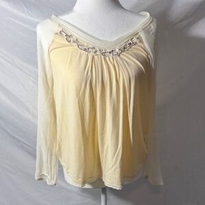 Sundance yellow and cream Blouse with embroidered Detail